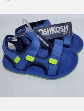 OshKosh B'gosh Boys Blue Hook &‎ Loop Sport Sandals - Machine Washable